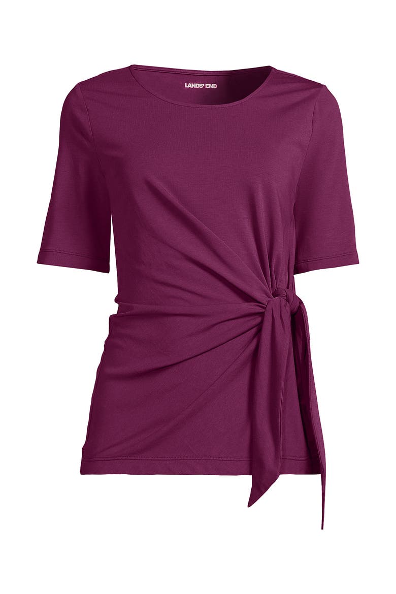 Lightweight Jersey Tie Front Top, Alternate, color, Light Raspberry