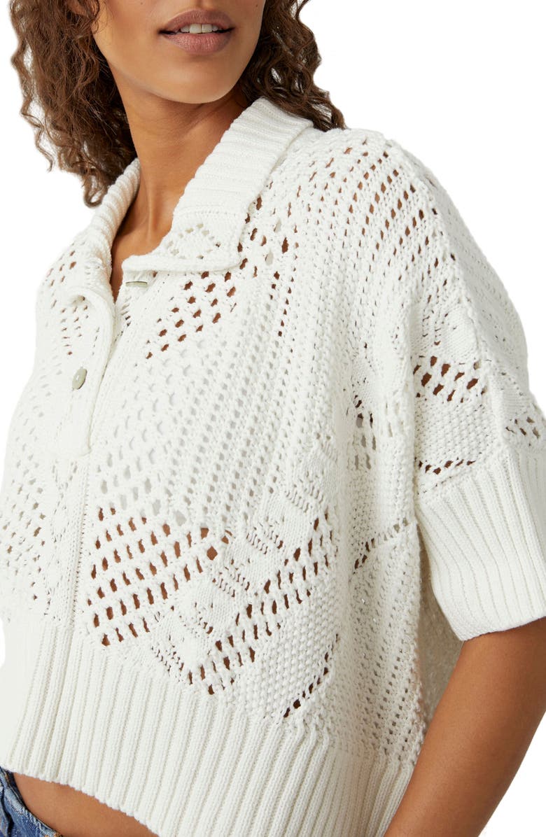 Free People To the Point Open Stitch Polo Sweater, Alternate, color,