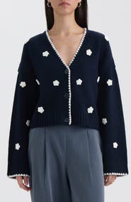 NVLT Crochet Flower V-Neck Cardigan