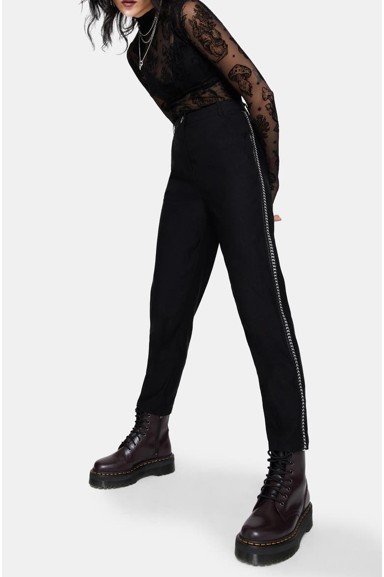 Nocturne Tapered Trouser With Chain Trim, Alternate, color, Black