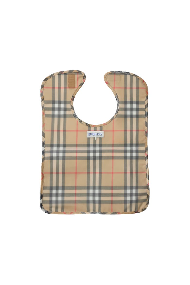 Check Coated Cotton Bib, Alternate, color, Sand beige