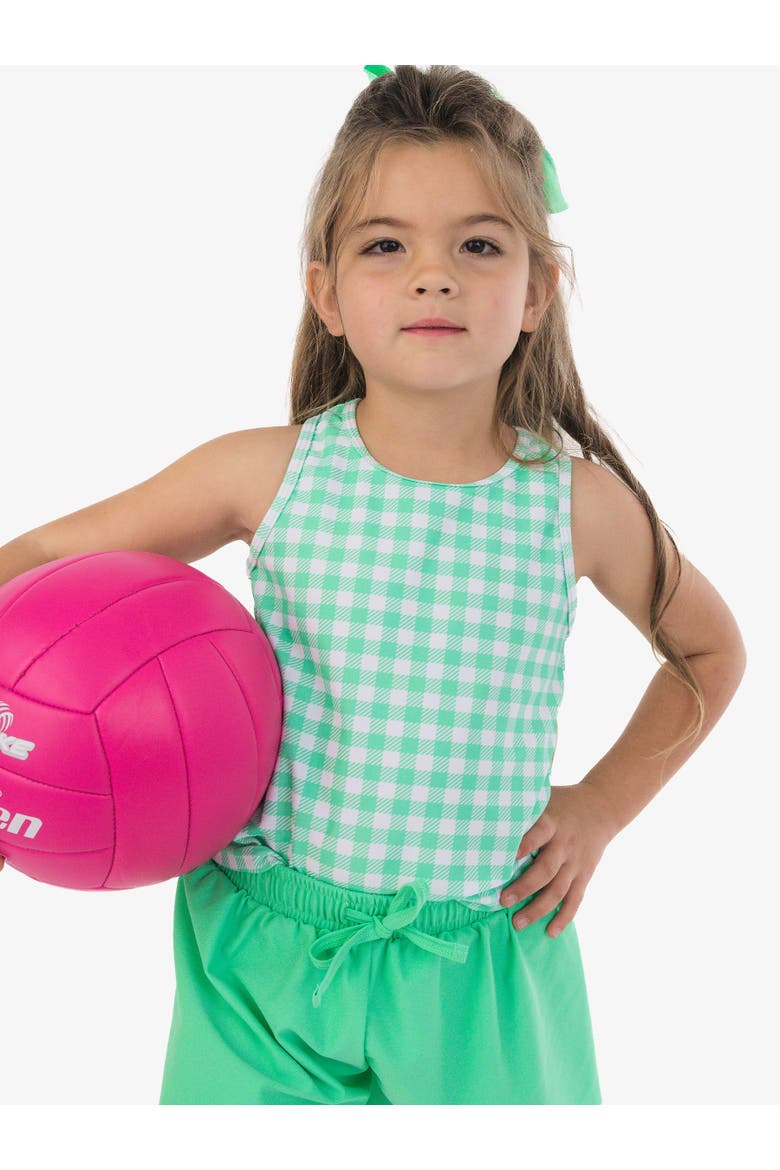 Girls UPF50+ Active Tank Top, Alternate, color, Spring Green Gingham
