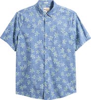 Reyn Spooner Honu Holoholo Turtle Print Short Sleeve Cotton Blend Button-Down Shirt