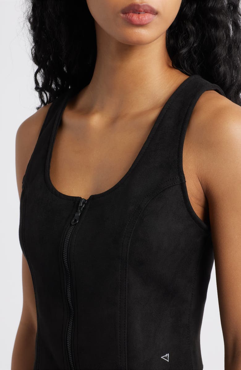 HIDDEN JEANS Faux Sude Bodycon Front Zip Vest, Alternate, color, Black