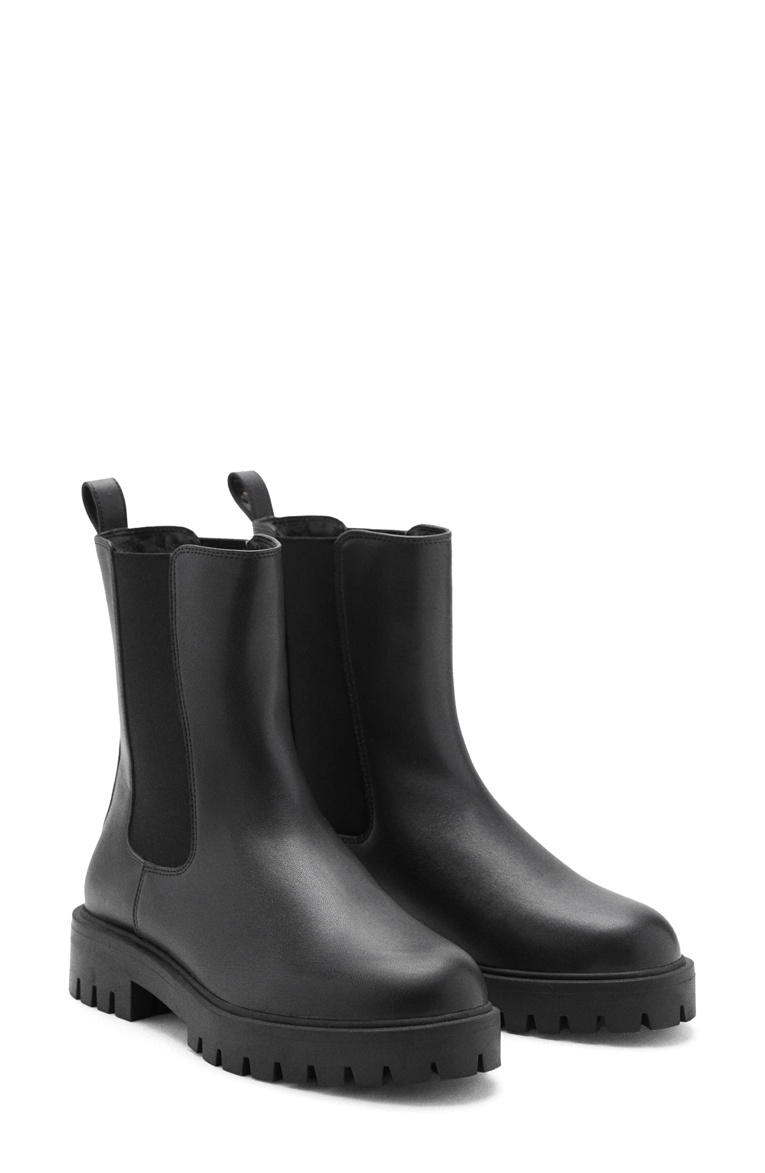 Lug Sole Chelsea Boot, Main, color, BLACK