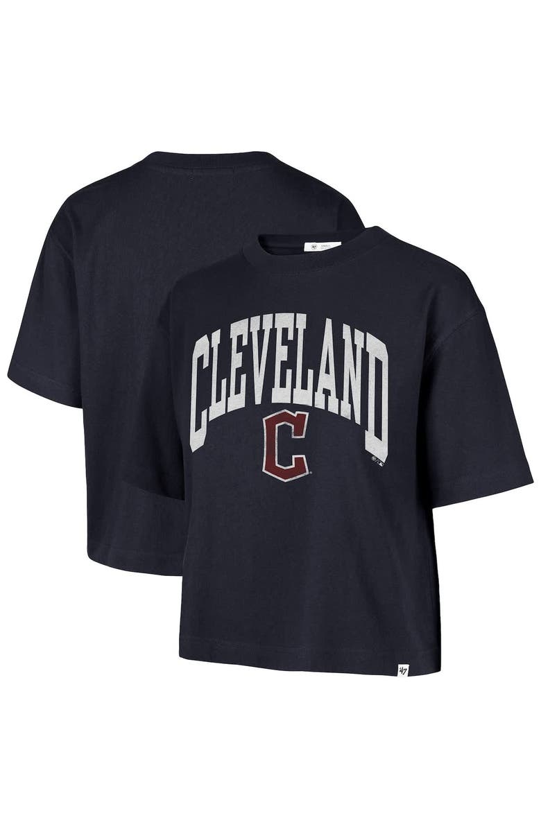 '47 Women's '47  Navy Cleveland Guardians City Connect Shale Drop Shoulder Cropped T-Shirt, Alternate, color, 