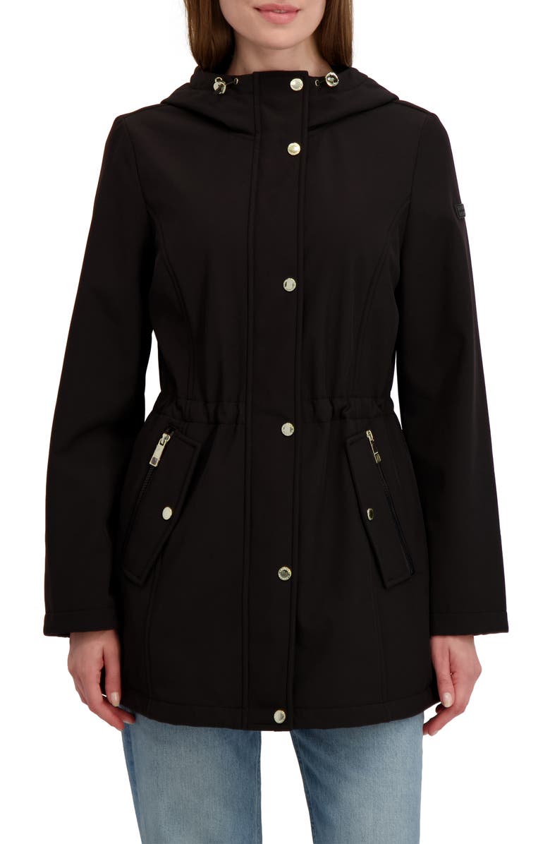 Laundry by Shelli Segal Fleece Lined Hooded Jacket, Main, color, Black