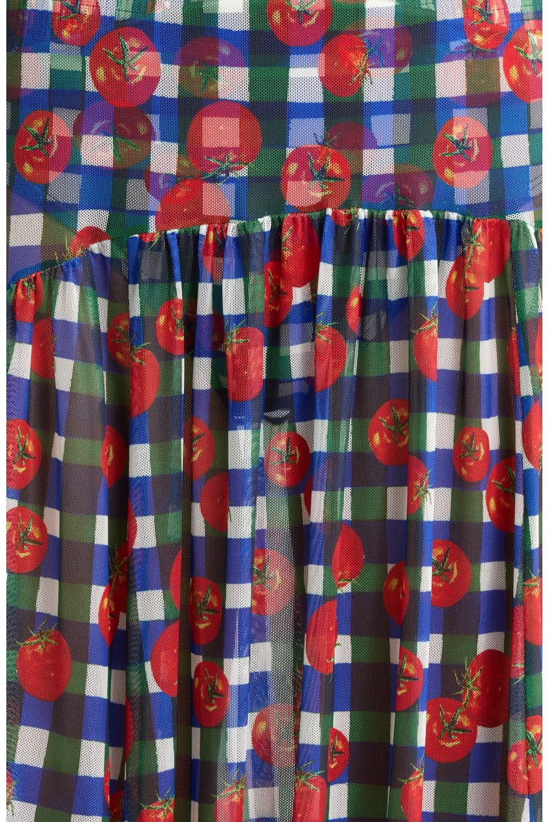 Maeden Floral Cover-Up Midi Skirt, Alternate, color, GINGHAM TOMATOES BLUE/ GREEN