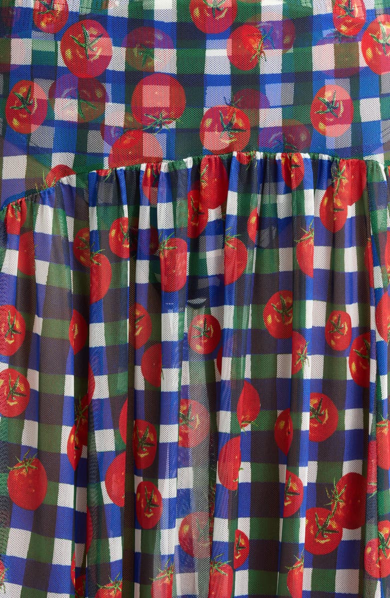 Hutch Maeden Floral Cover-Up Midi Skirt, Alternate, color, Gingham Tomatoes Blue/ Green