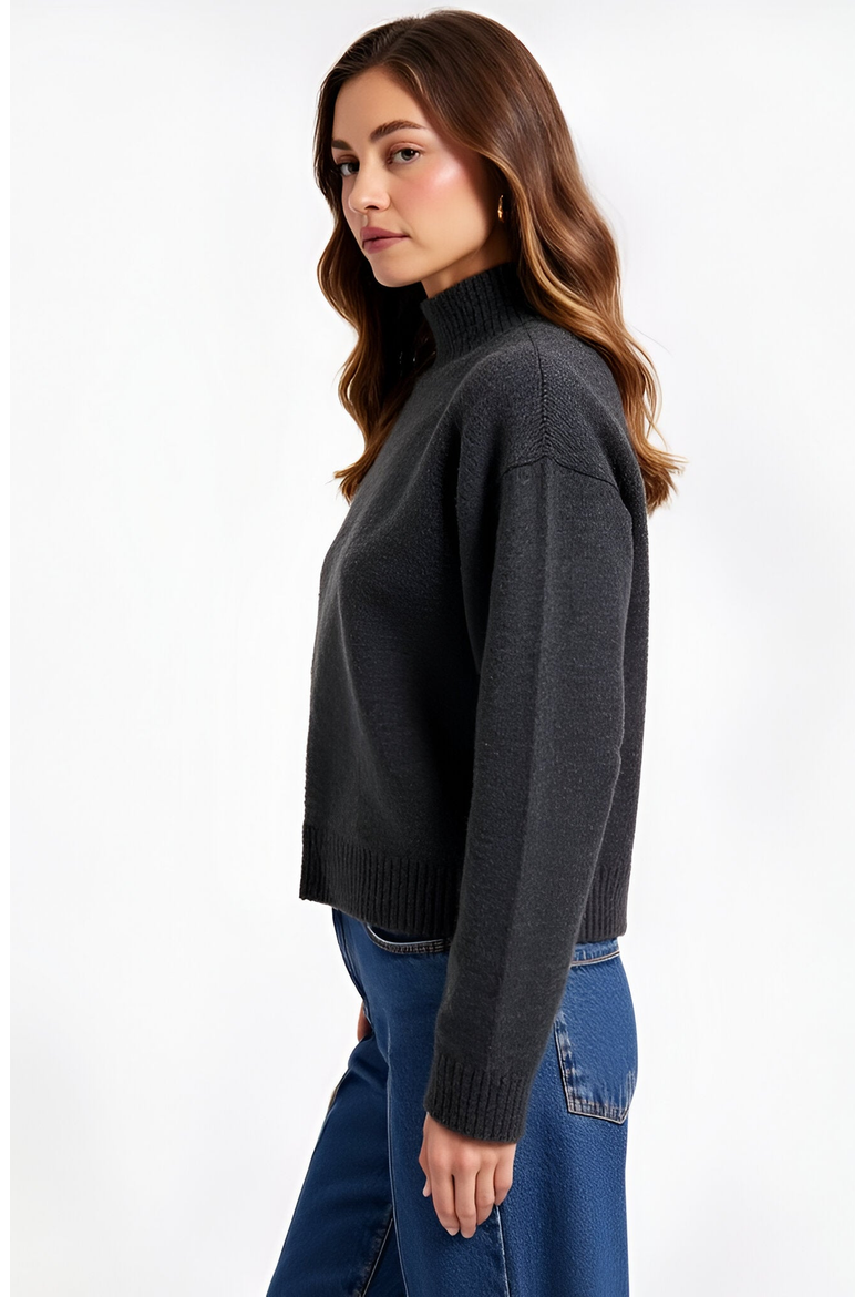 Mock Neck Raglan Sleeve Wide Ribbed Hem Sweater, Alternate, color, Grey
