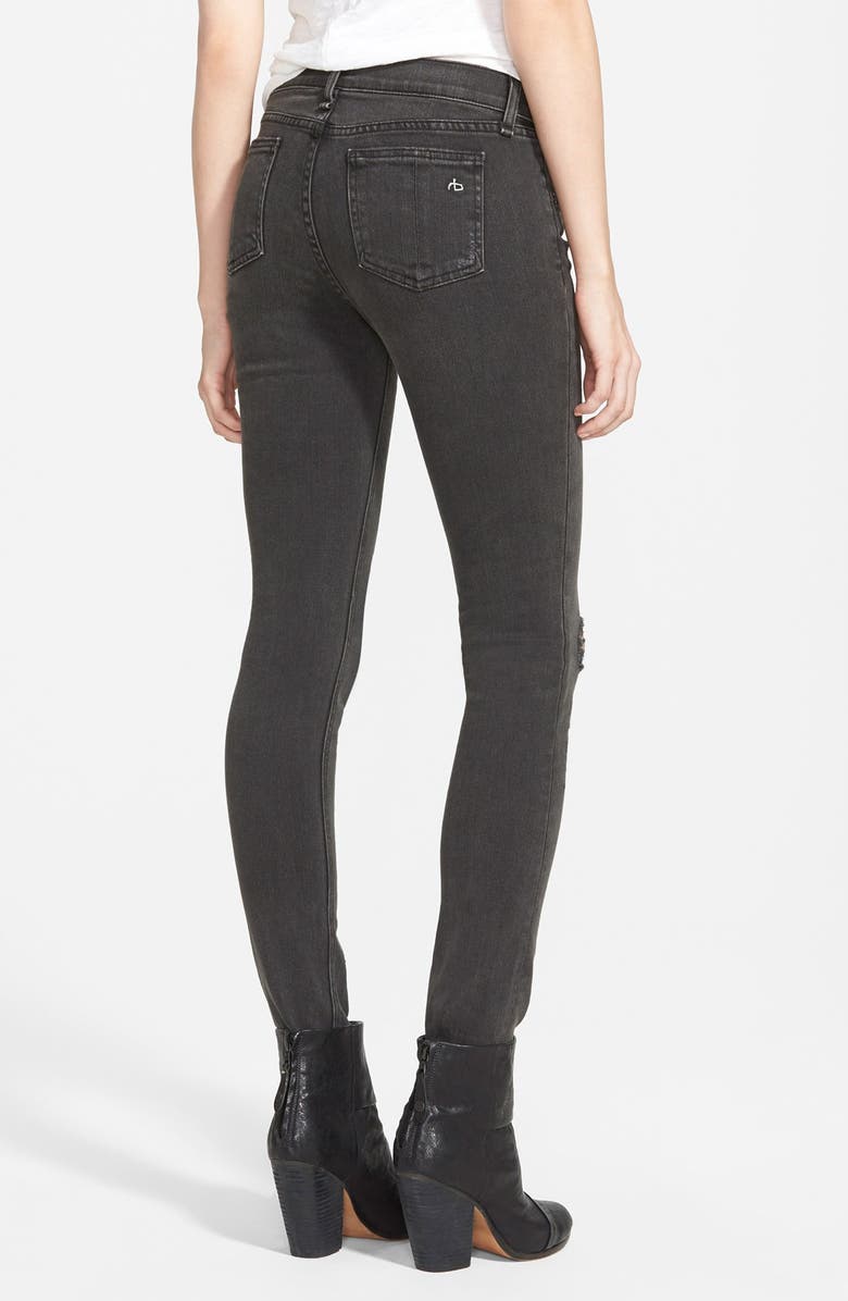 rag & bone/JEAN Shredded Skinny Jeans, Alternate, color,