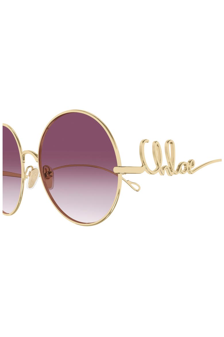 60mm Round Sunglasses, Alternate, color, GOLD/ RED LENS