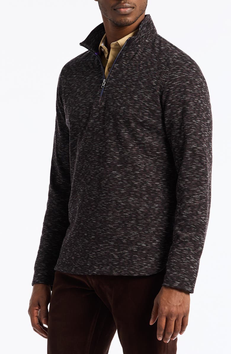 Robert Graham Matson Space Dye Quarter Zip Top, Alternate, color, Black