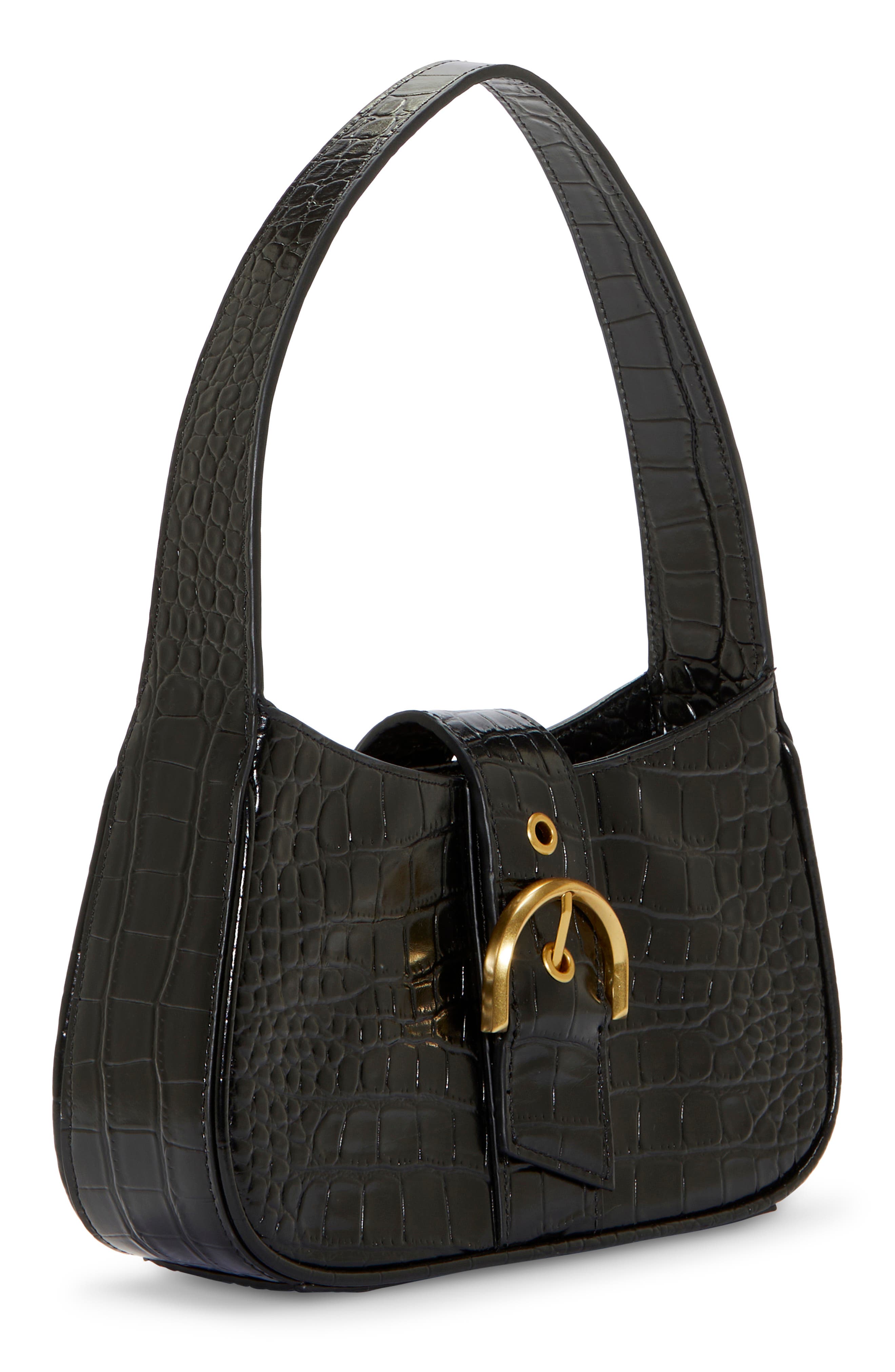 Vince Camuto Barlo Croc Embossed Leather Shoulder Bag, Alternate, color, 