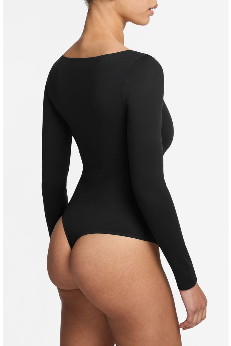 Dri-FIT Long Sleeve Bodysuit, Alternate, color, BLACK/DKSKGY