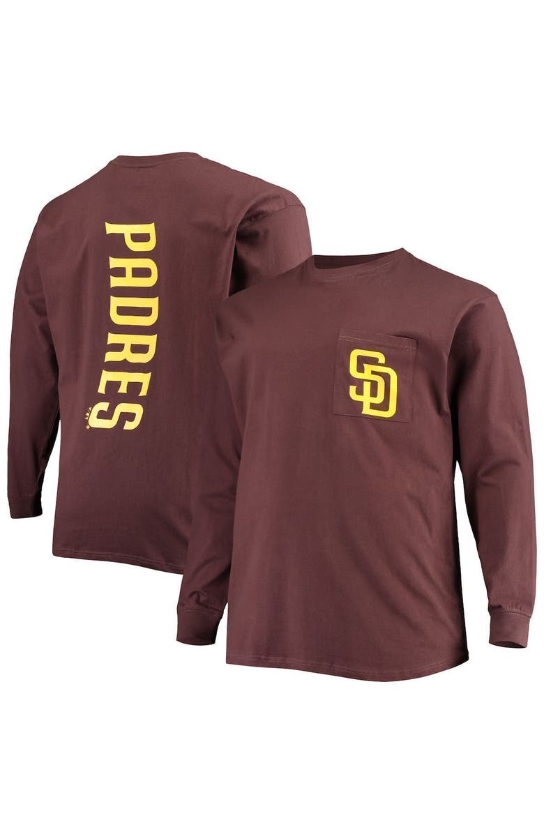 FANATICS Men's Fanatics Branded Brown San Diego Padres Big & Tall Solid Back Hit Long Sleeve T-Shirt, Alternate, color, Brown
