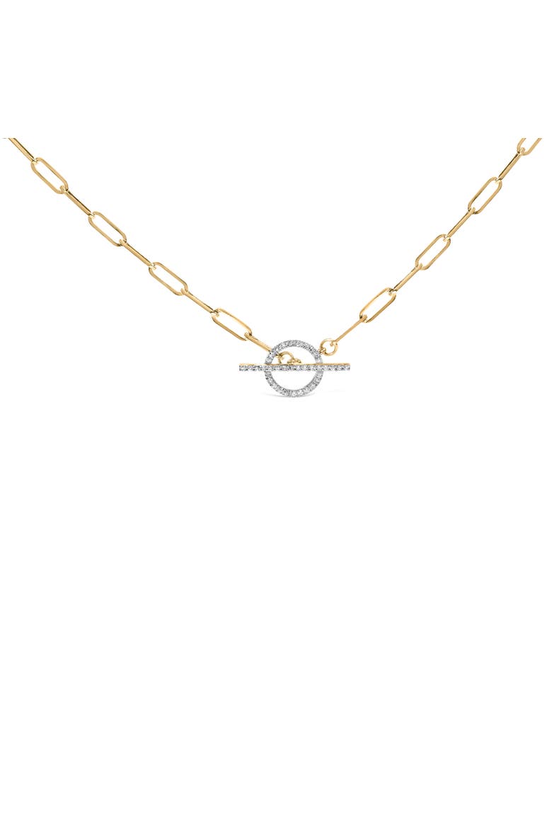 14KT Yellow Gold 1/4 Cttw Diamond Toggle Clasp Paperclip Link Necklace, Main, color, Yellow