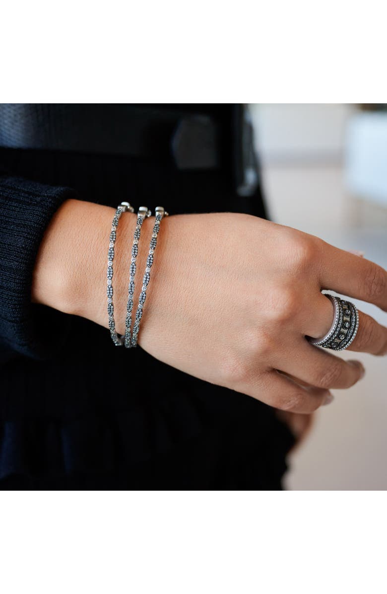 FREIDA ROTHMAN Oh So Glamorous Marquise Pavé Hinge Bangle, Alternate, color, Silver/Black