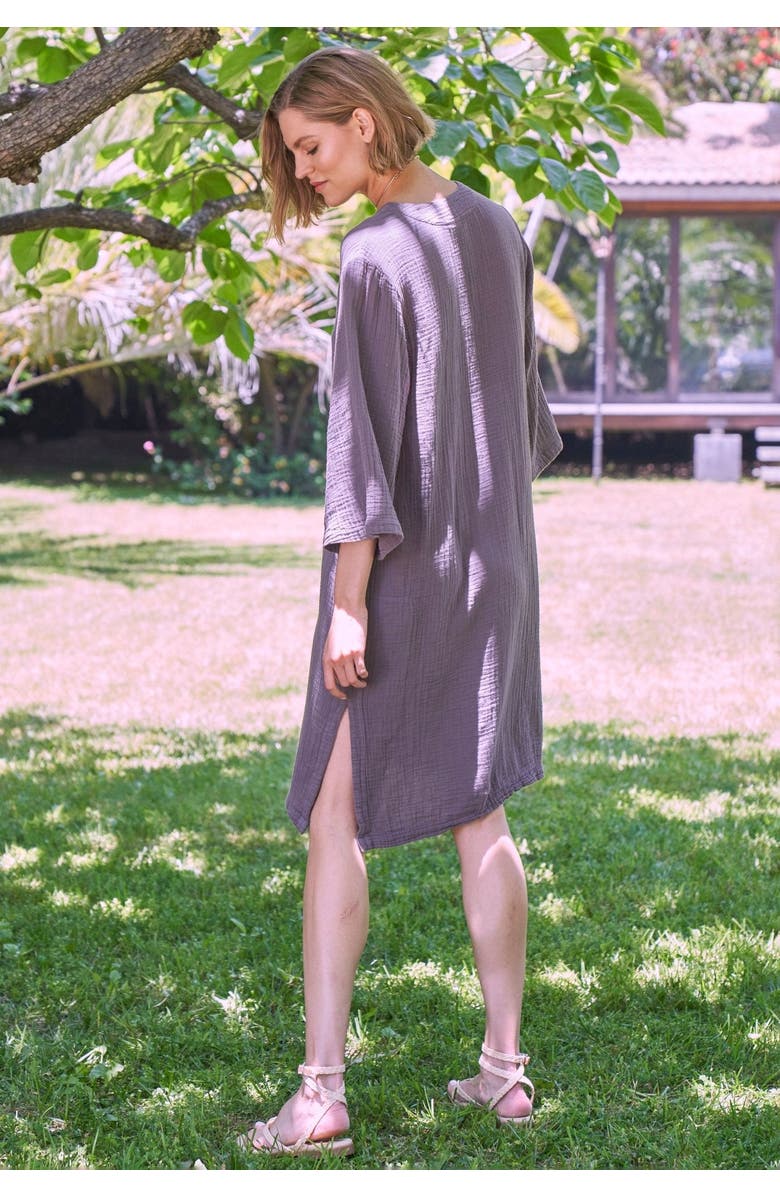 ocean+main Short Gauze Tunic Dress With Pockets, Alternate, color, Desert Amethyst