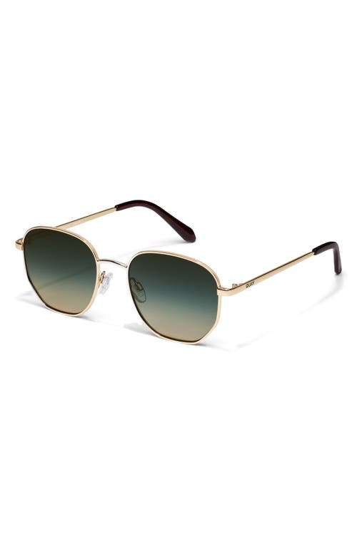 Quay Big Time 54mm Gradient Round Sunglasses In Gold/palm Taupe