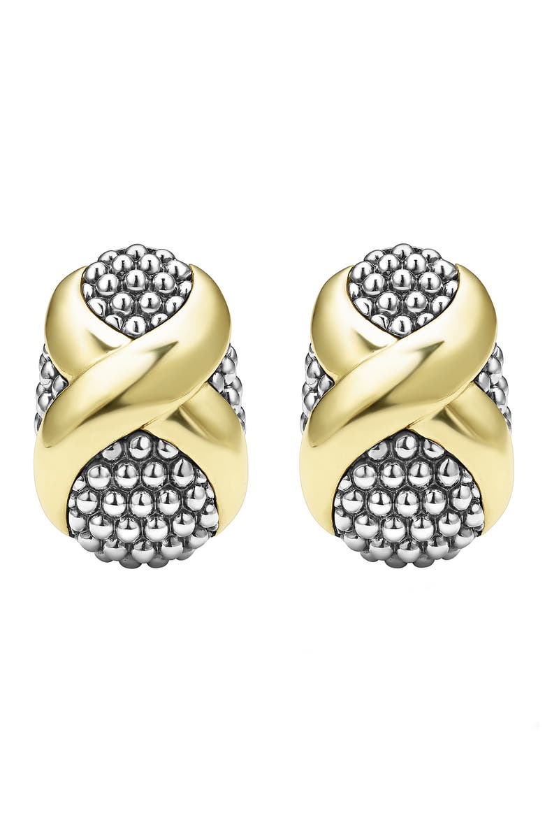 Embrace Omega Earrings, Alternate, color, METALLIC