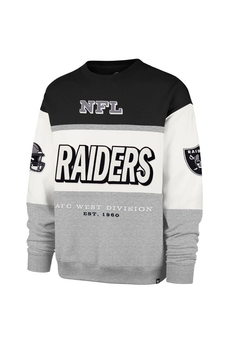 Men's '47 Black/Gray Las Vegas Raiders Breeze Maximalist Sweatshirt, Alternate, color, Black
