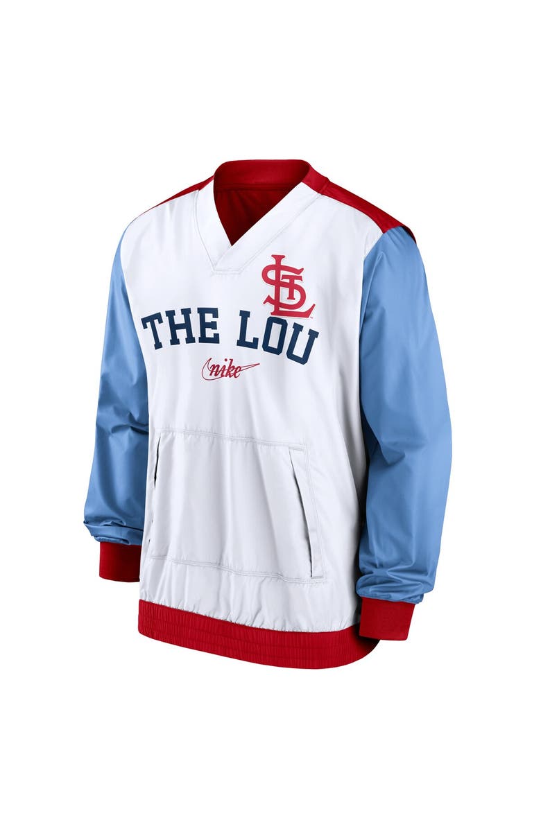 Nike Men's Nike White/Red St. Louis Cardinals Rewind Warmup V-Neck Pullover Jacket, Alternate, color, 