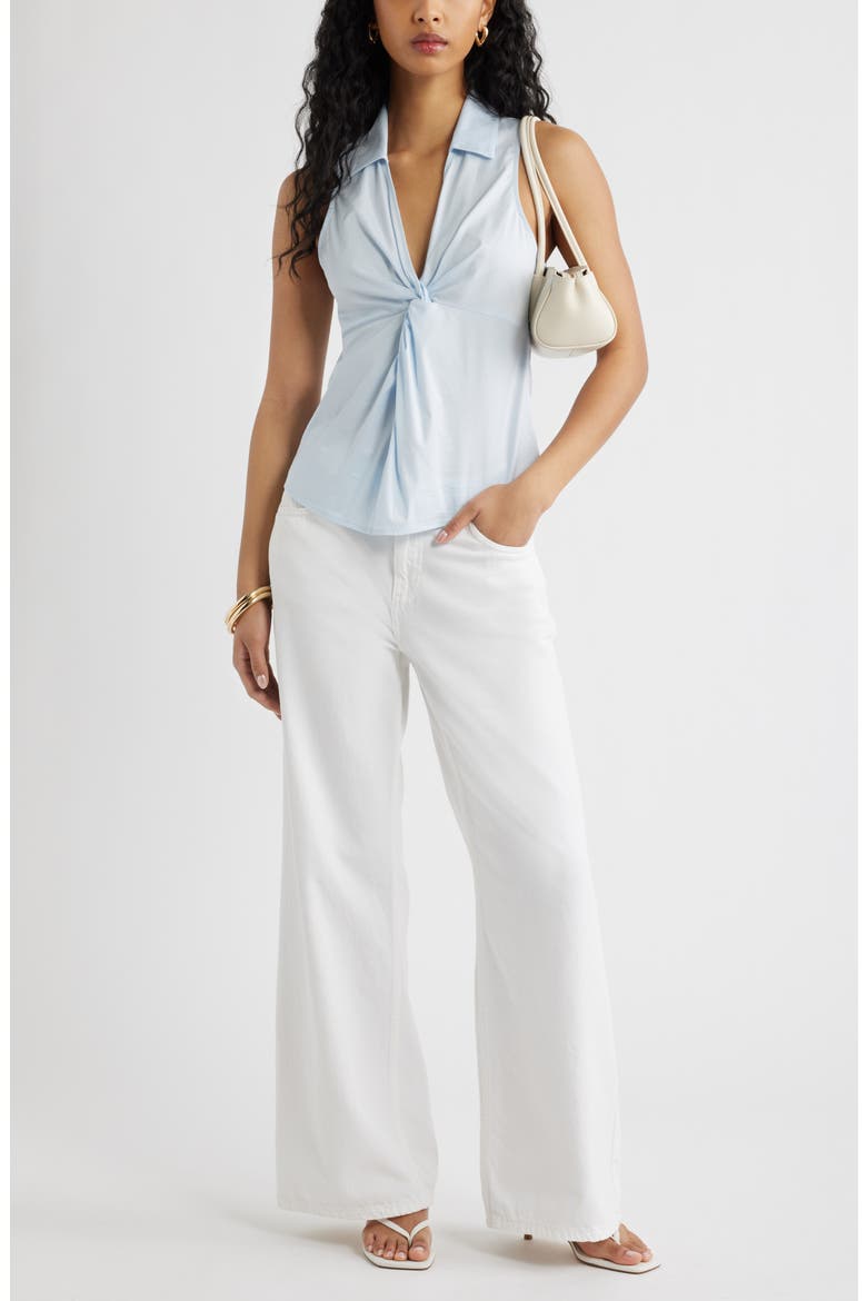 Twist Front Poplin Top, Alternate, color, BLUE BREEZE