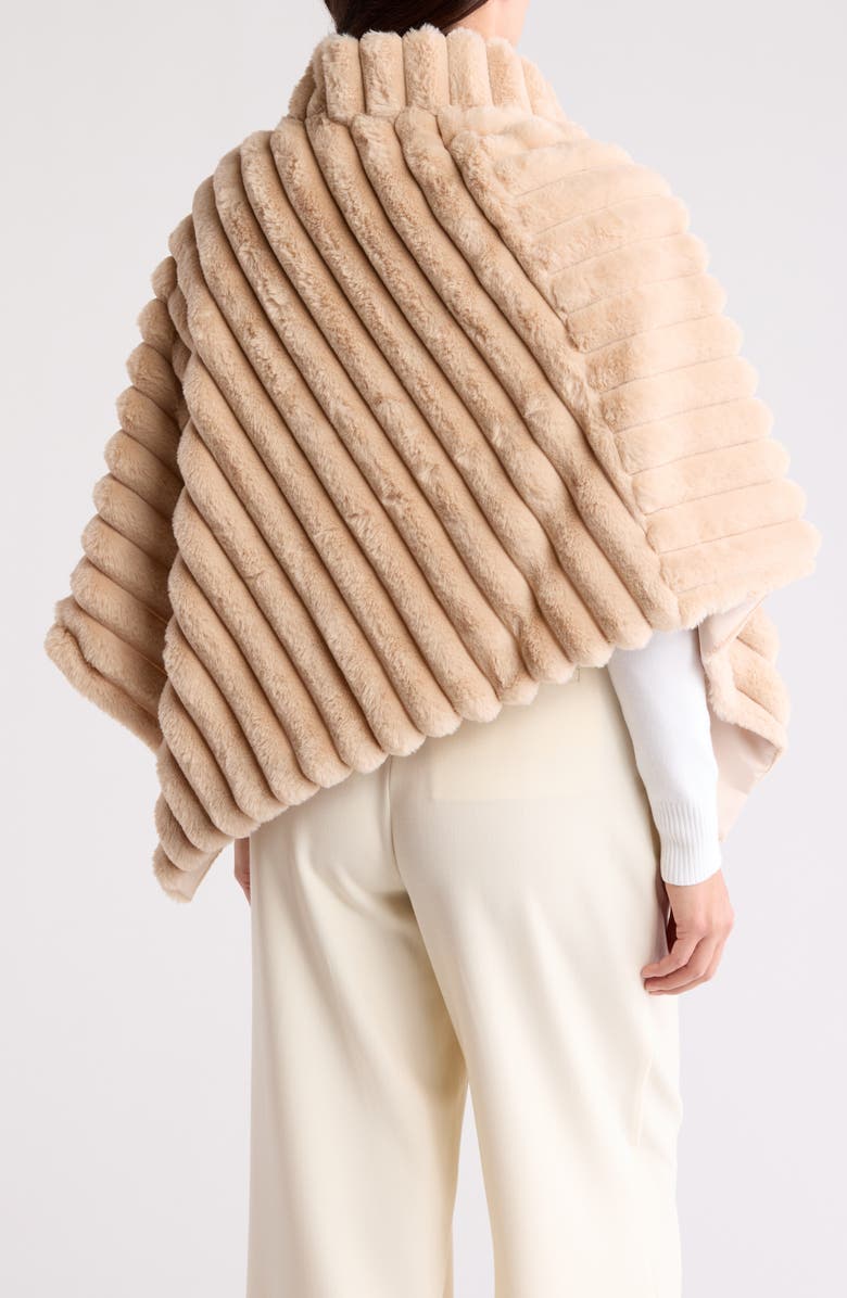 La Fiorentina Faux Fur Poncho, Alternate, color, Taupe