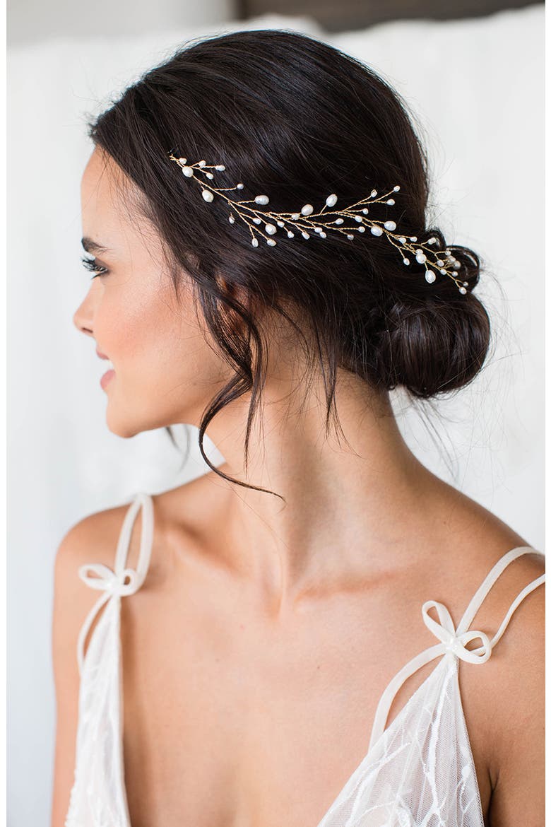 Leona Pearl & Crystal Halo Comb, Alternate, color, GOLD