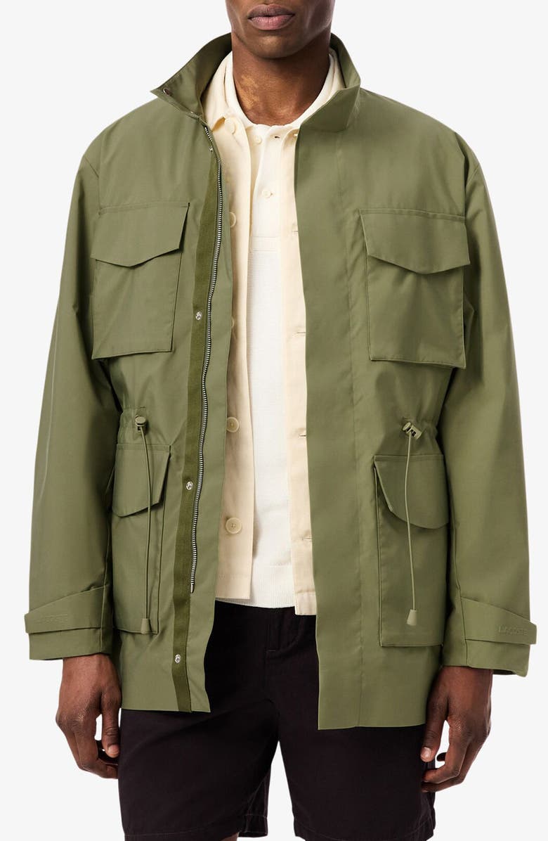 Lacoste Essentials Water Repellent Field Jacket, Main, color, Khaki