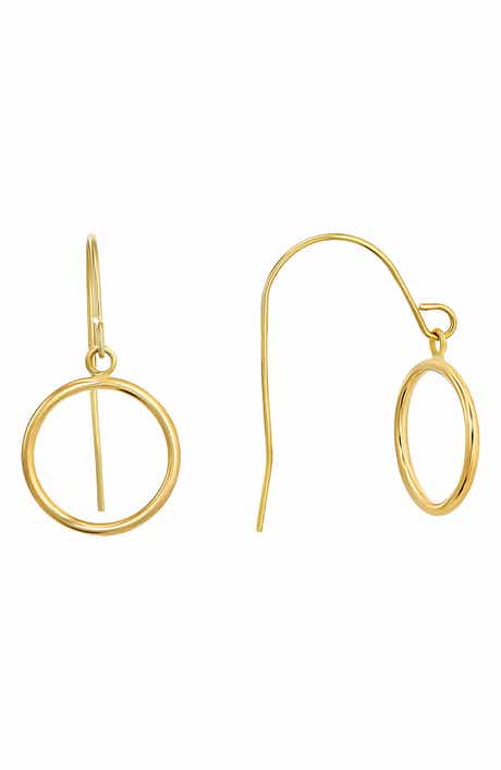 CANDELA JEWELRY 14K Yellow Gold Circle Drop Earrings