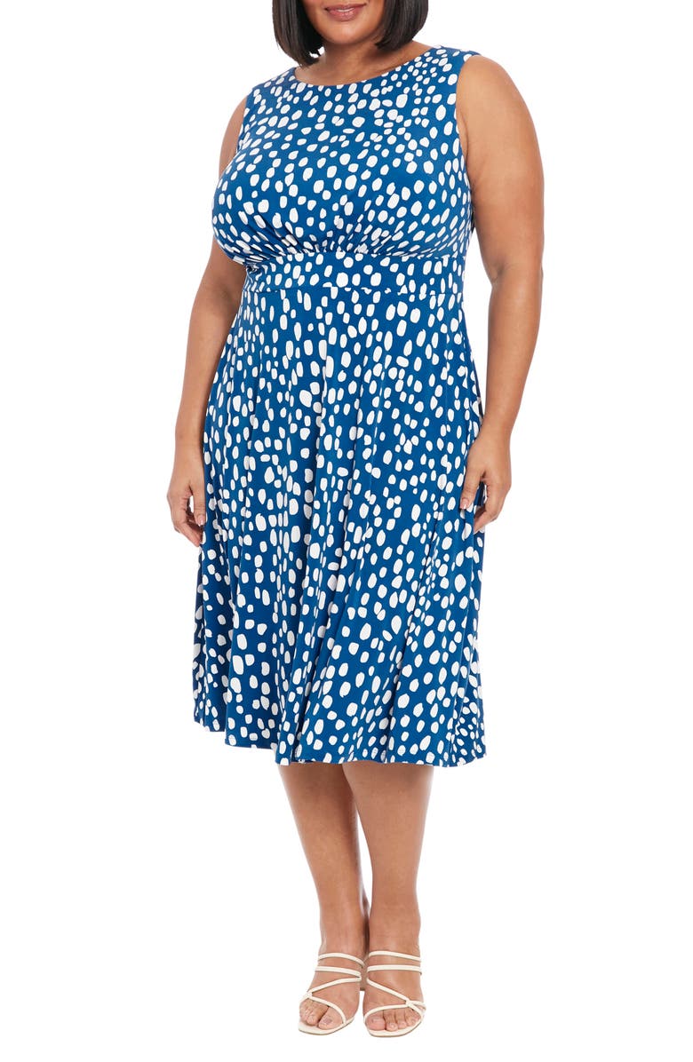 London Times Dot Print Midi Dress, Main, color,