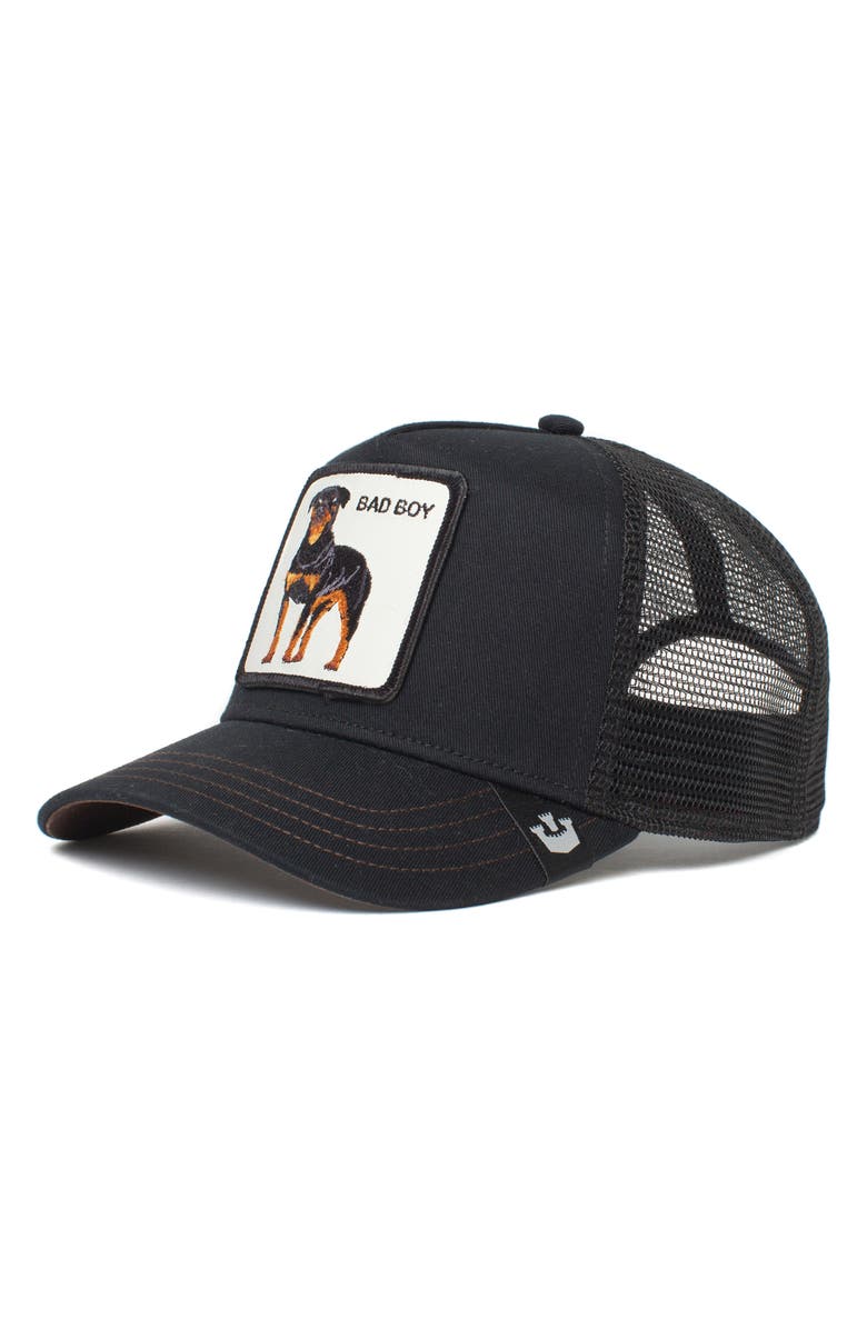Goorin Bros. The Baddest Boy Patch Trucker Hat, Main, color, Black