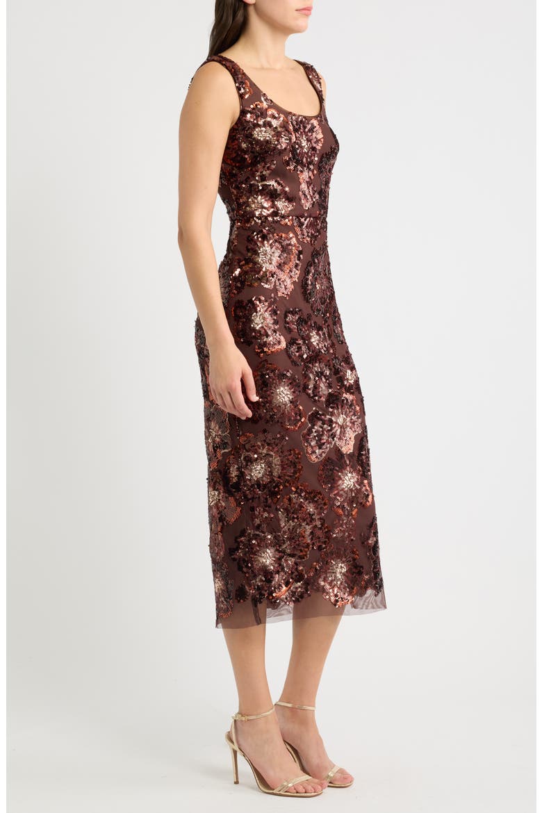 Sequin Sleeveless Midi Dress, Alternate, color, CHOCOLATE