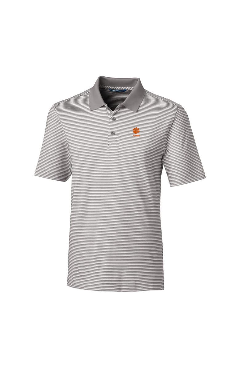 Cutter & Buck Men's Cutter & Buck  Gray Clemson Tigers Alumni Logo Forge Tonal Stripe Stretch Polo, Alternate, color, 