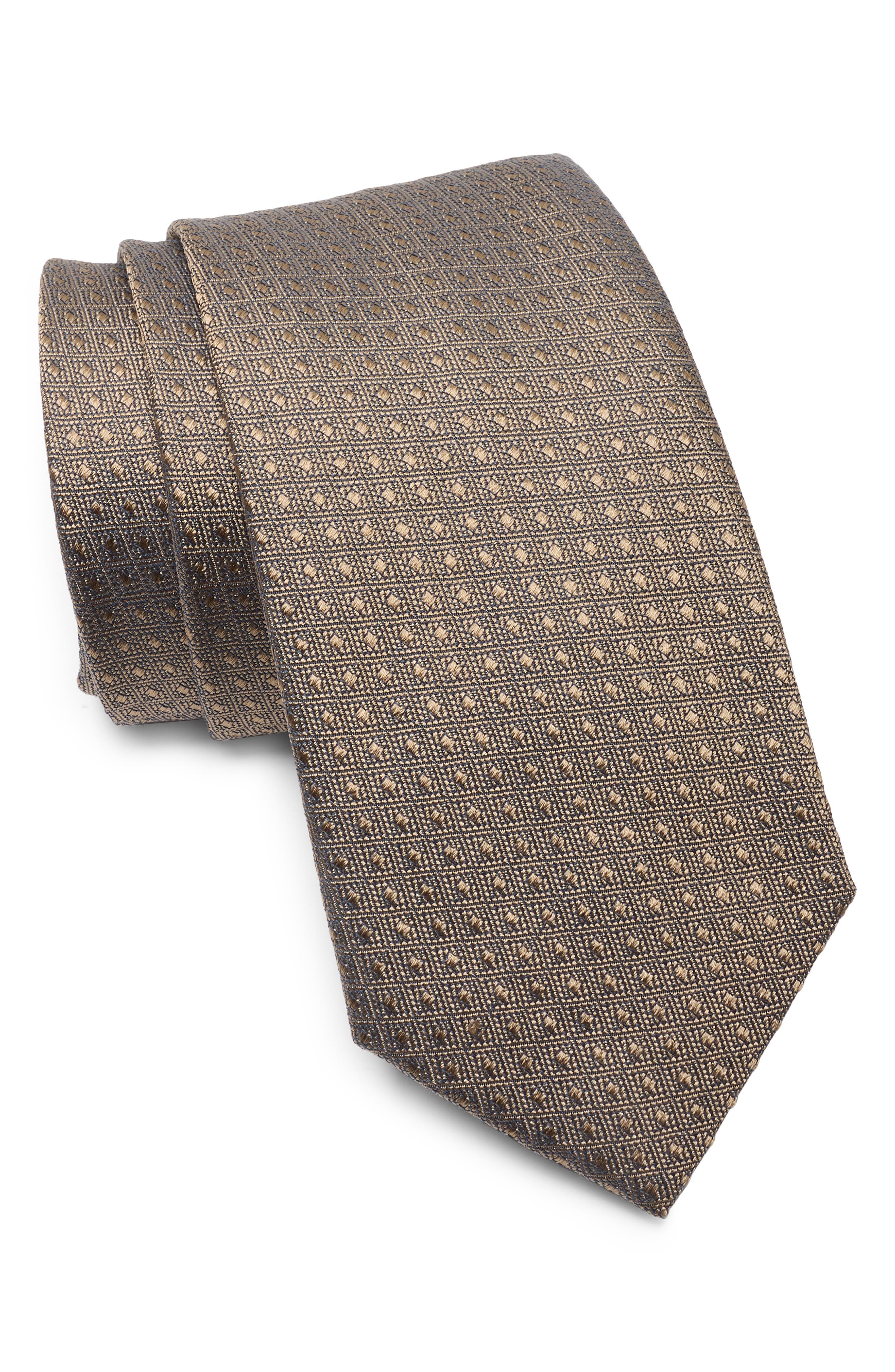 Jack Victor Dot Cotton & Silk Blend Tie In Champagne
