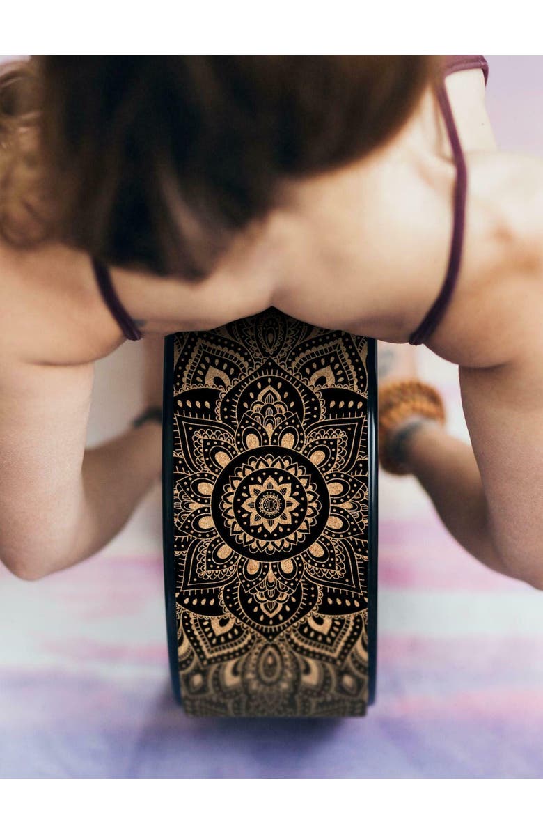 Yoga Design Lab Yoga Wheel Cork Mandala Black, Alternate, color, Mandala Black