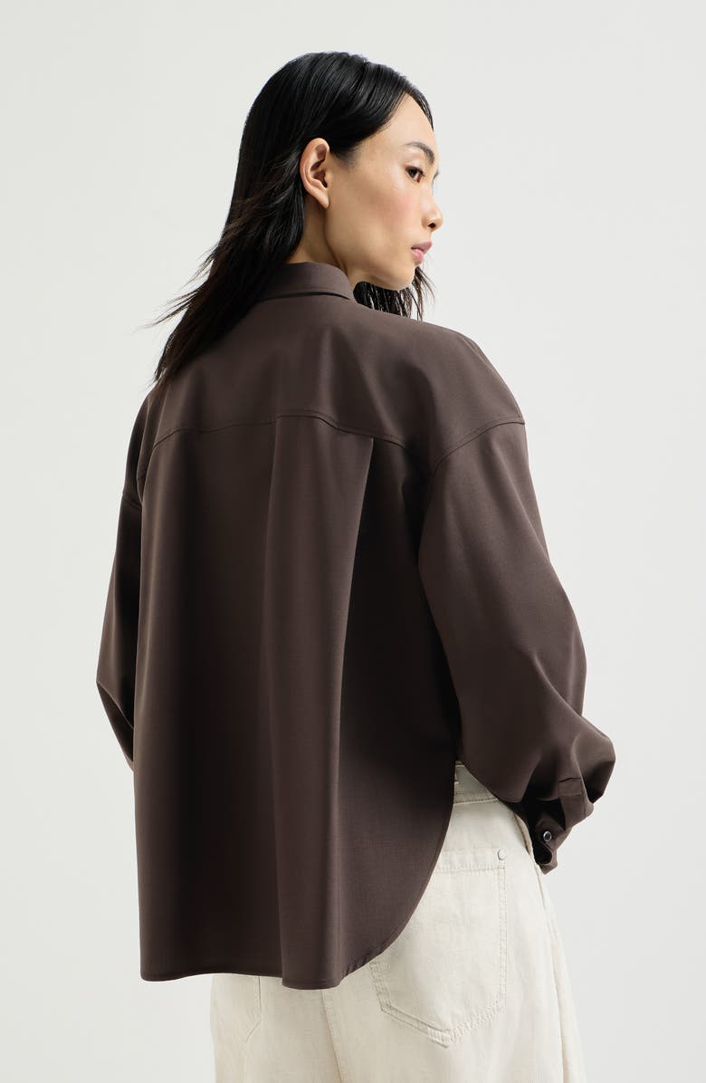 Brunello Cucinelli Tropical Luxury Wool shirt, Alternate, color, Brown