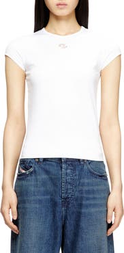 DIESEL® T-Angie-OD Embroidered Oval D Cutout T-Shirt