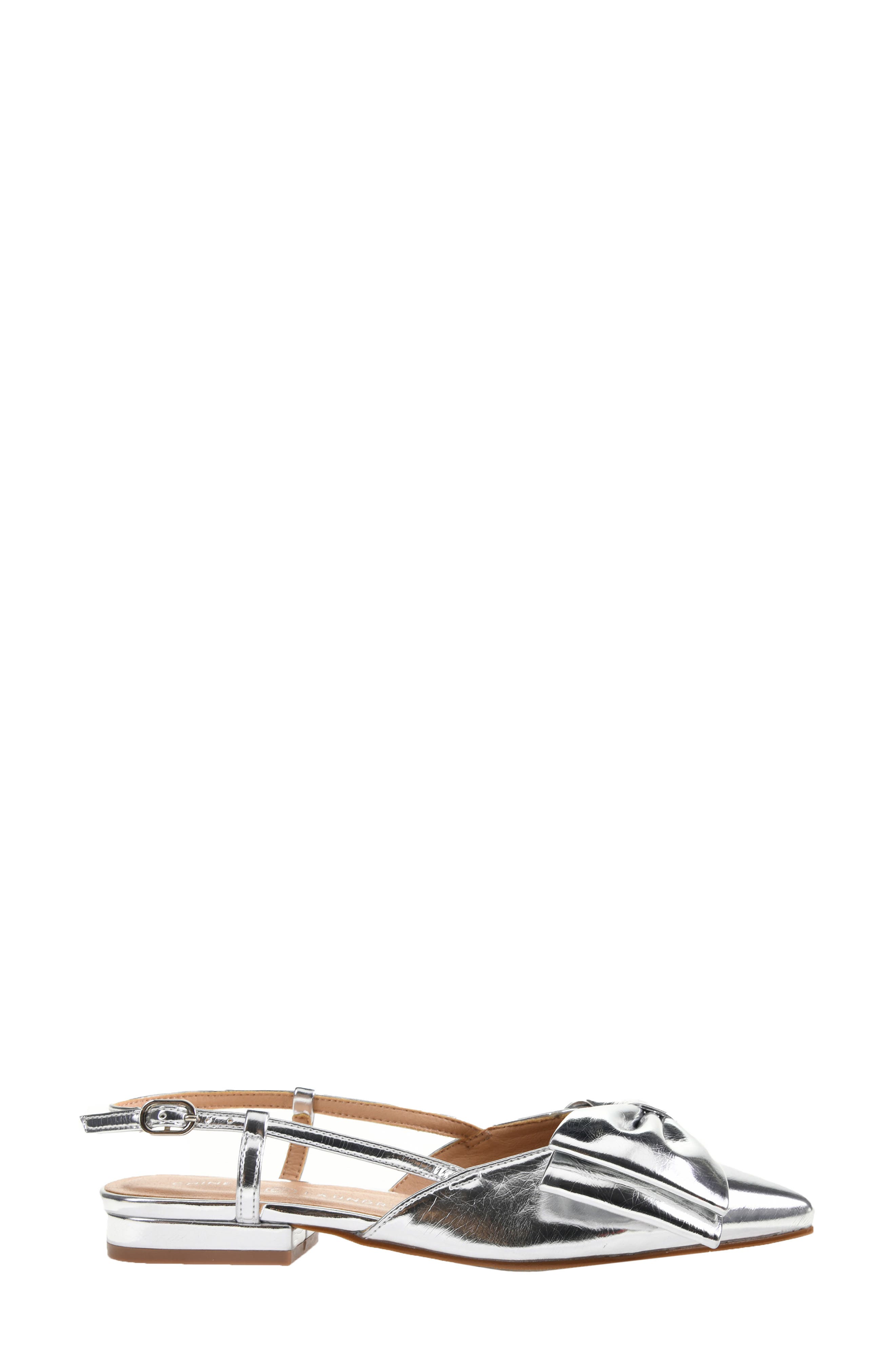 Harmony Slingback Pointed Toe Flat, Alternate, color, SILVER