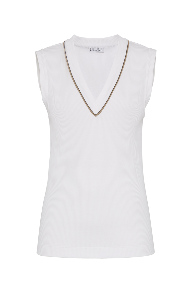 Brunello Cucinelli Ribbed jersey top, Main, color, 