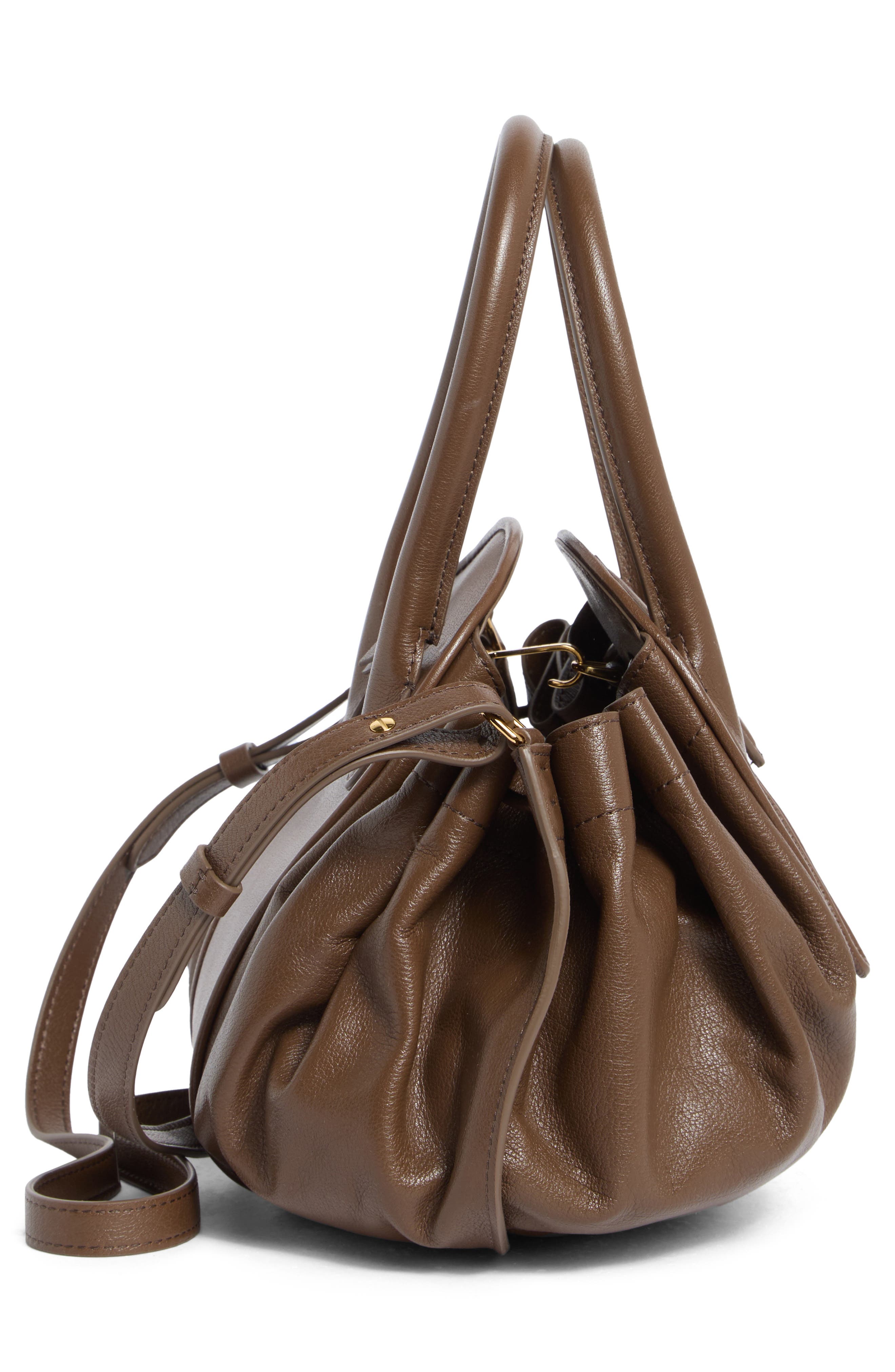 Marni Small Tulipea Leather Handbag, Alternate, color, Marmot