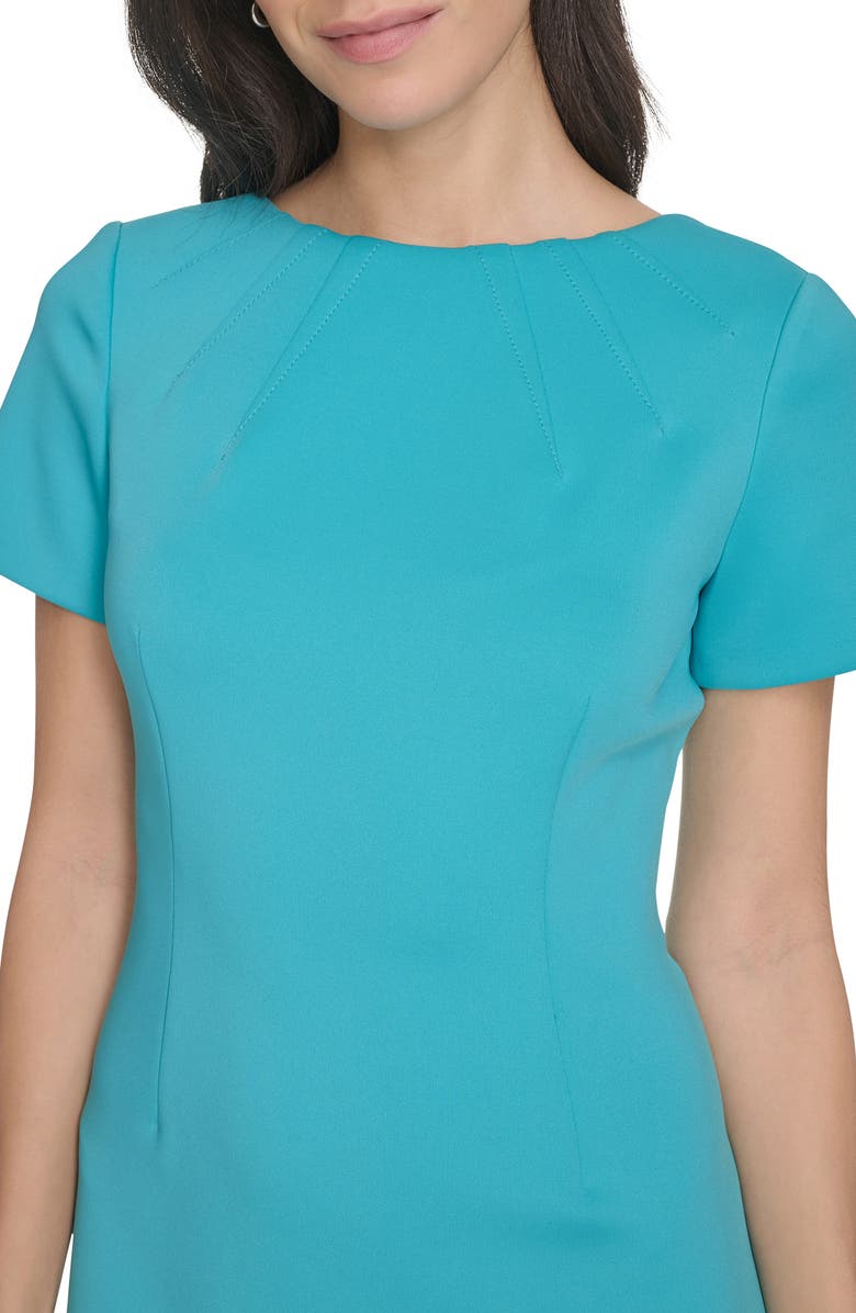 Calvin Klein Short Sleeve A-Line Dress, Alternate, color, Lake