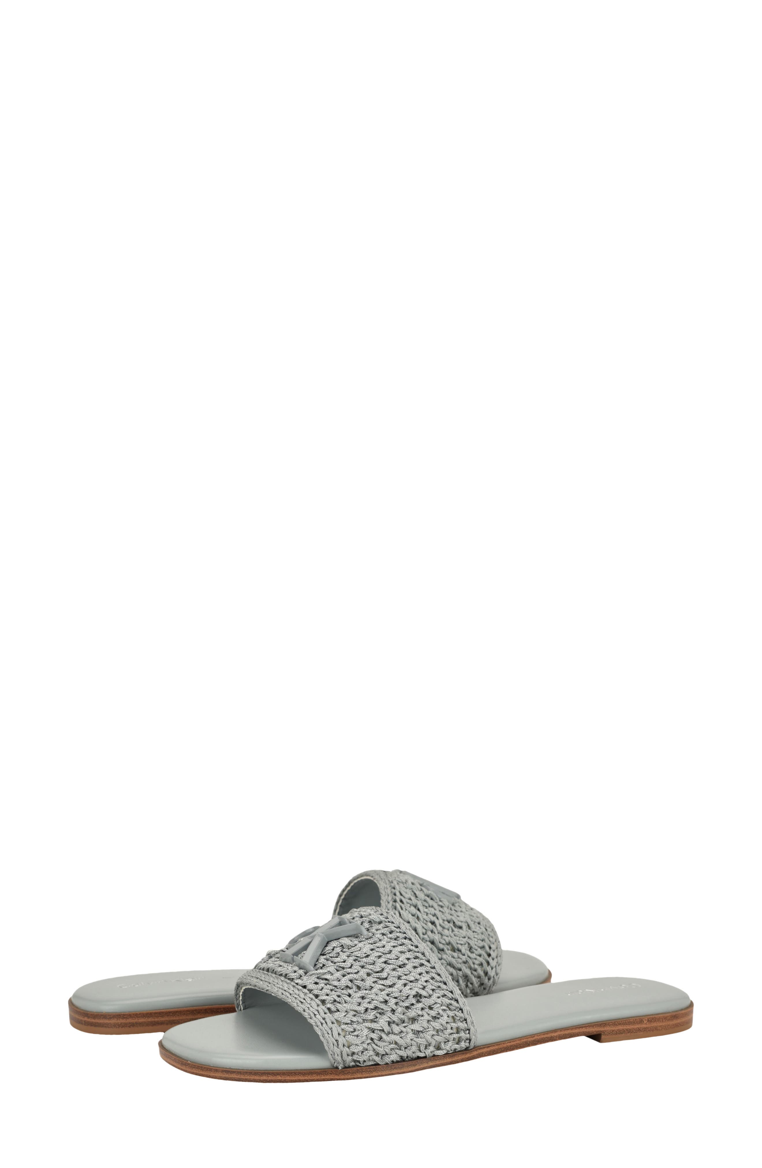 Calvin Klein Kamine Slide Sandal, Alternate, color, Light Blue Woven