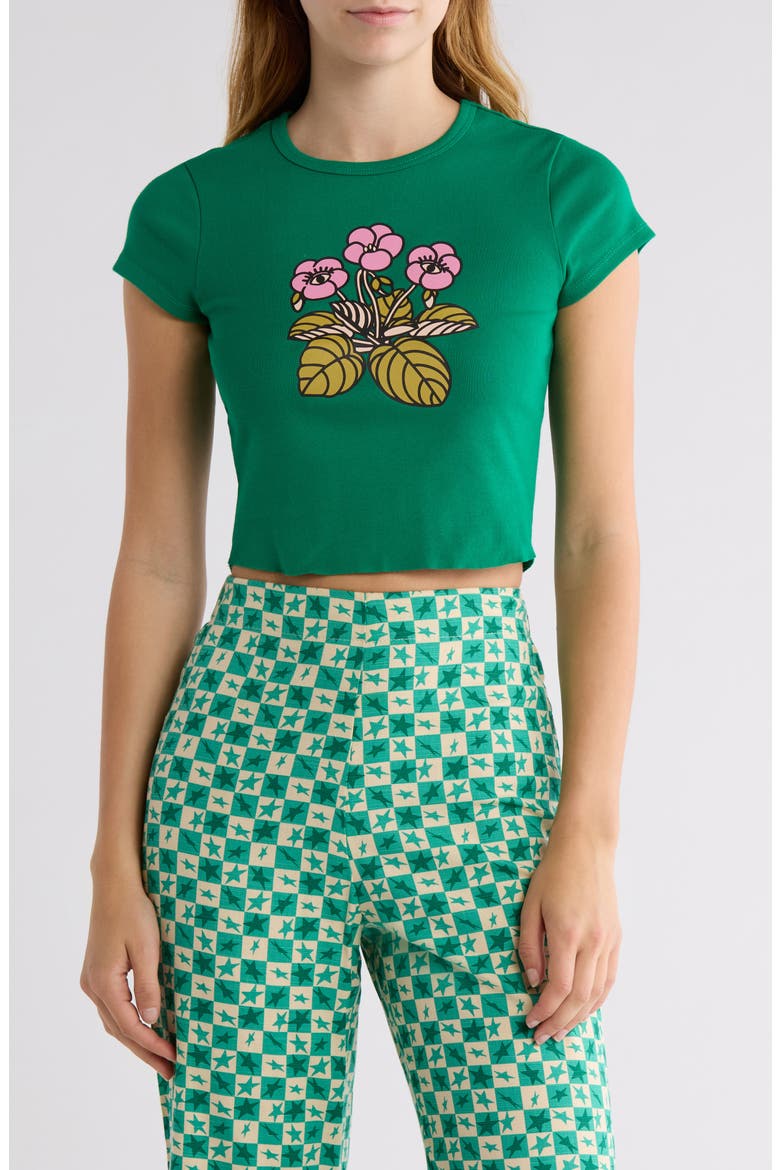 x Mami Wata OG Sun Crop Graphic T-Shirt, Main, color, EMERALD GREEN