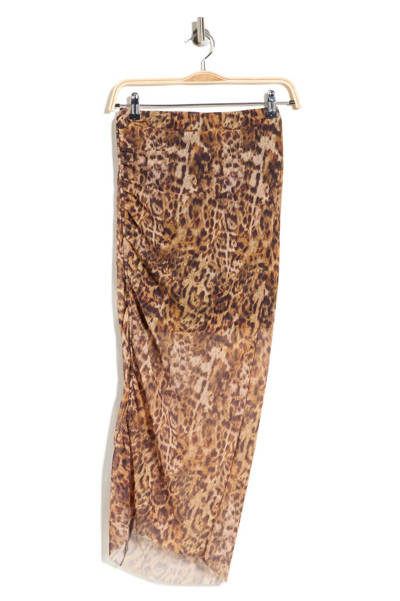 Nora Print Mesh Skirt, Alternate, color, EVIA GOLDEN BROWN