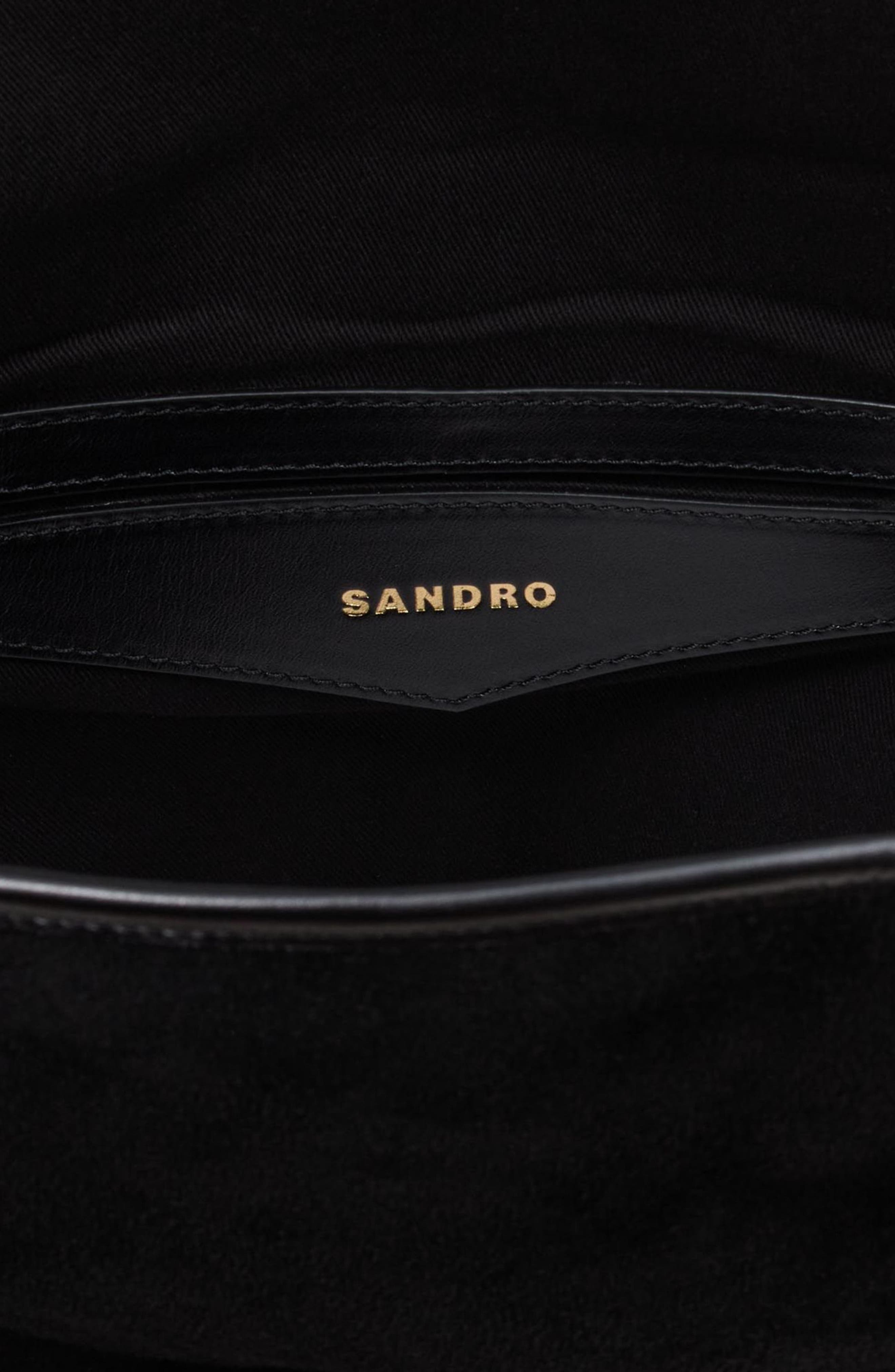 SANDRO Soft suede shopping bag, Alternate, color, Black