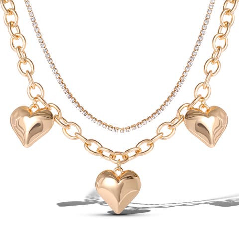 Triple Heart Statement Necklace