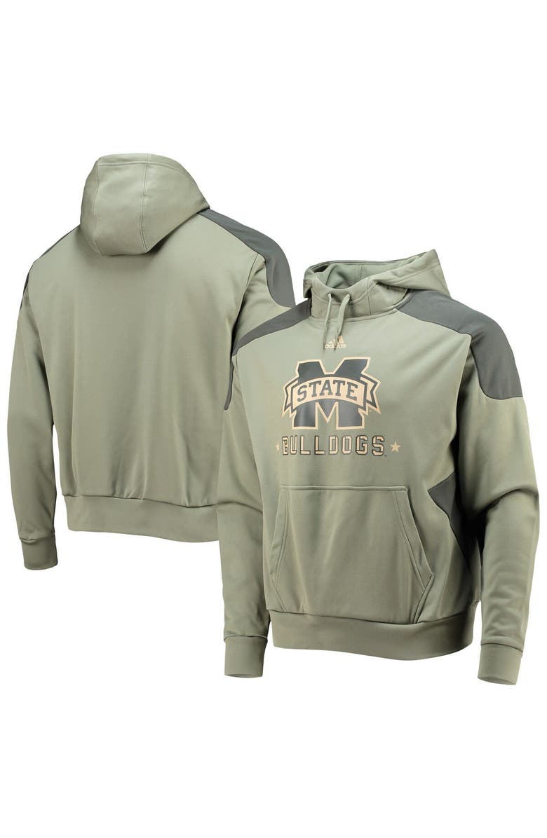 adidas Men's adidas Olive Mississippi State Bulldogs Military Appreciation Salute To Service AEROREADY Pullover Hoodie, Main, color,